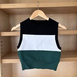 Colorblock Sleeveless Top - Black, White, and Green